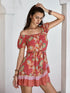 'Hira' Printed Short Sleeve Mini Dress - Celes Fashion